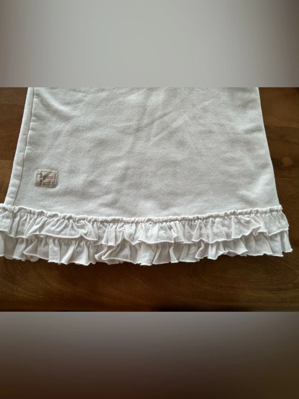 Ralph Lauren - Girls Cream Ruffle-Hem Pullover Top w/ Fleece Lining - 24 mo.